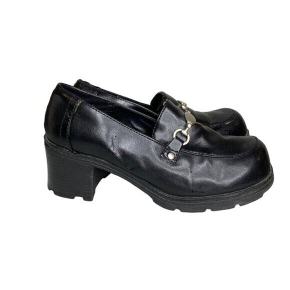 Y2K Black Chunky Heel Platforms‎ With Buckle Lower East Side Size 6.5